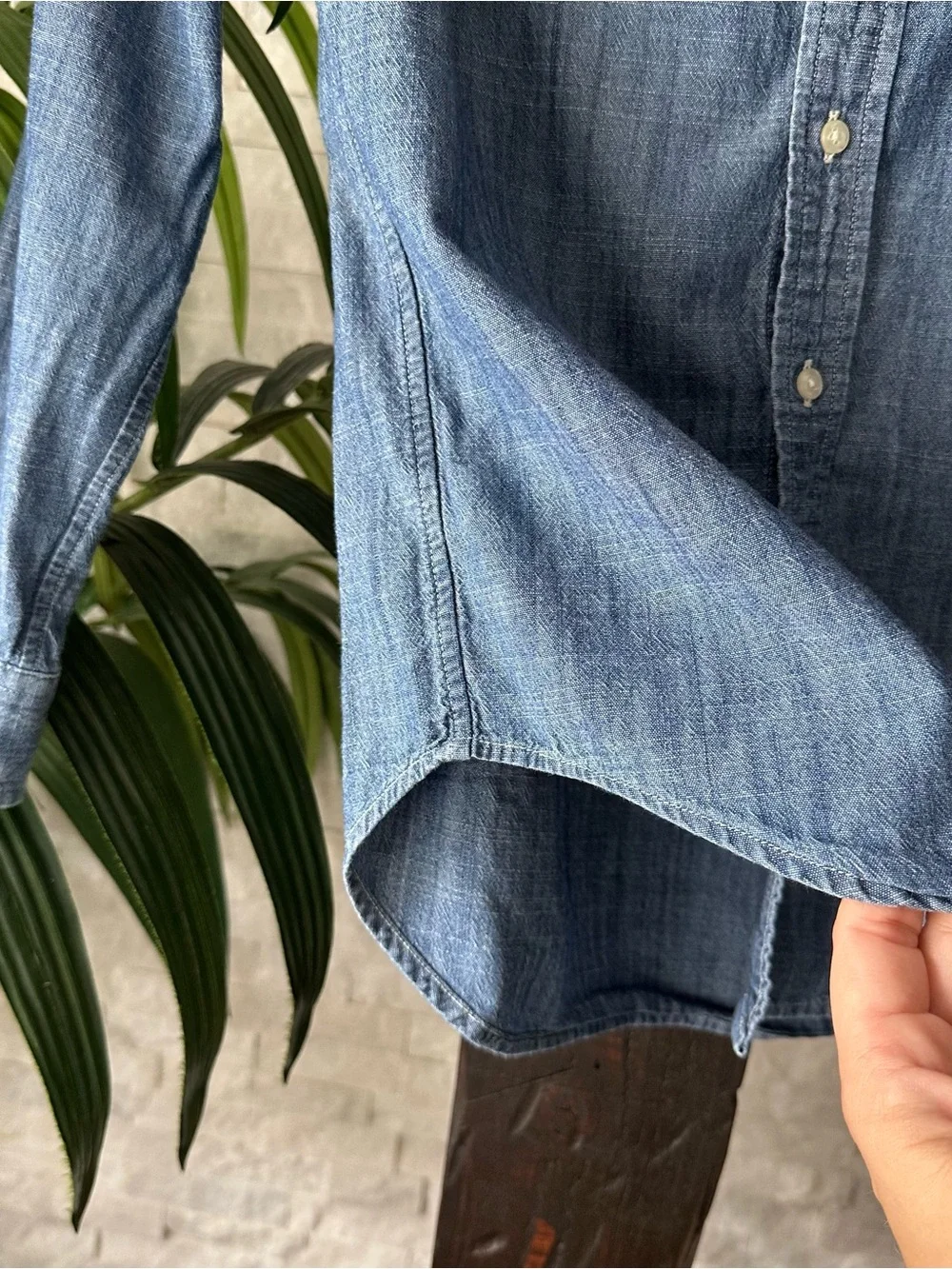 Ralph Lauren Blue Denim Chambray Button-Down Shirt Size M (10-12)